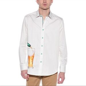 Robert Graham Mens Made To Measure Classic Fit White Button Up Shirt NWT